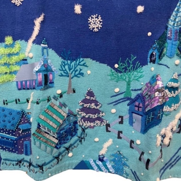 Michael Simon Vintage Christmas Village Sweater Size Medium - Picture 2 of 8